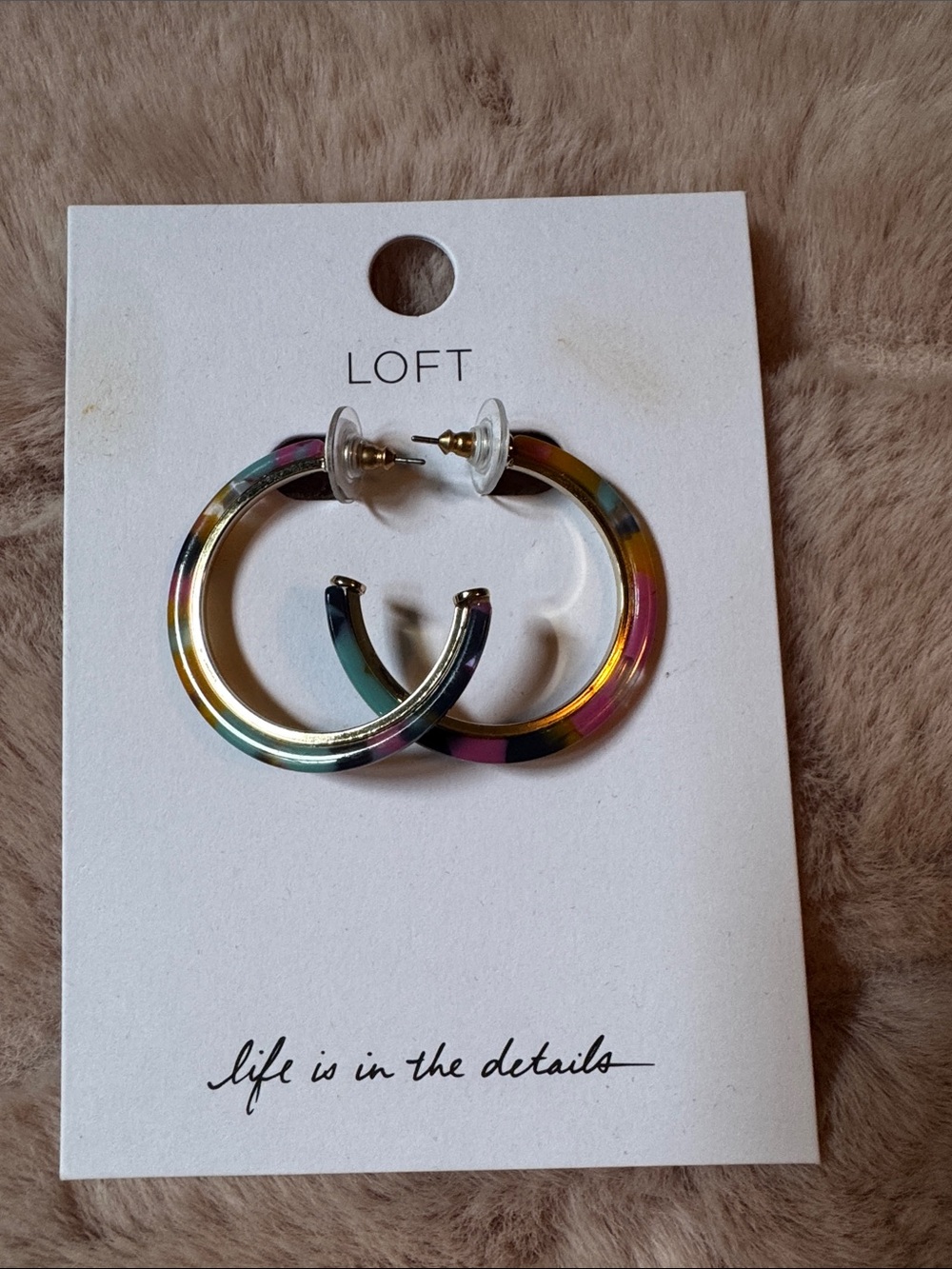 LOFT Rainbow Colored Enamel Hoop Earrings